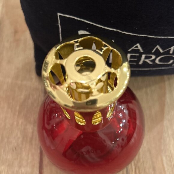 LAMPE BERGER Catalytic Oil Lamp Red Glass Boule Home Fragrance Lamp 5.75” X 3.5” - Picture 3 of 5